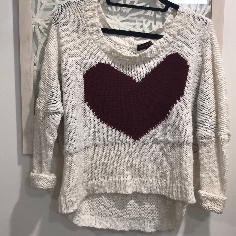 “You” V-day White & Maroon Knit Sweater❤️